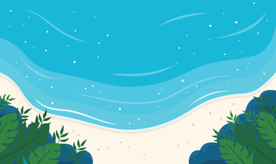 Aerial Top View of Blue Ocean Waves Gently Crashing and Rolling Onto a Peaceful Sandy Shoreline