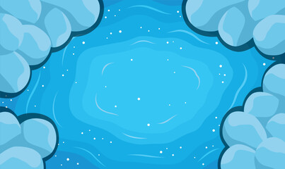 Aerial Top View of the Calm Deep Blue Center of a Peaceful and Serene Lake
