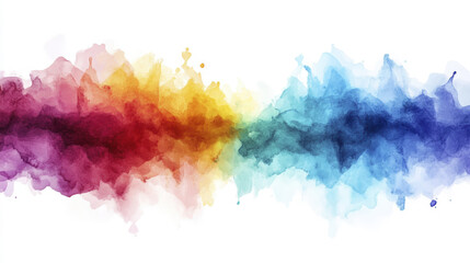 Fototapeta premium Abstract colorful watercolor gradient flows horizontally from red, yellow to blue on a white background