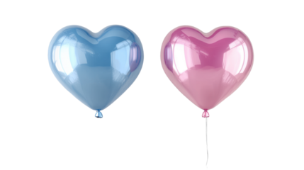 Floating pink balloons in a cluster isolated on white background