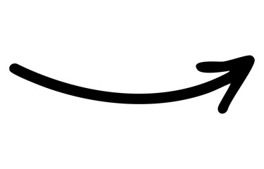 Hand-drawn curved rotated arrow (monochrome)