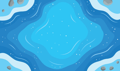 Aerial Top View of the Calm Deep Blue Center of a Peaceful and Serene Lake