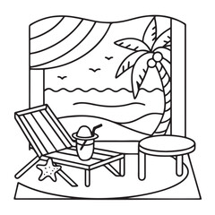 Hand drawn vector illustration, black & white design, Little corner bold & easy coloring book, Little corner bold & easy coloring pages, line art, coloring book, coloring pages, drawing book