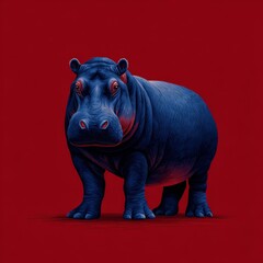 Fototapeta premium Vibrant hippo portrait studio setting digital artwork colorful environment front view animal concept