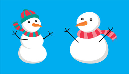 Set of snowmen with hat and gloves