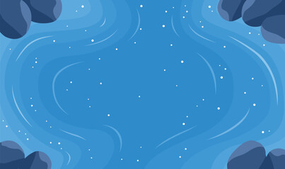 Aerial Top View of the Calm Deep Blue Center of a Peaceful and Serene Lake
