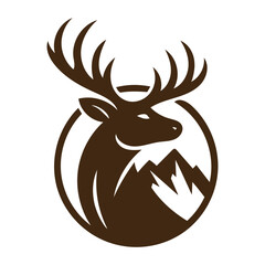 Deer Mountain Logo - Majestic Deer with Mountain Silhouette