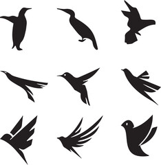 Nice Black and White Birds Vector Set