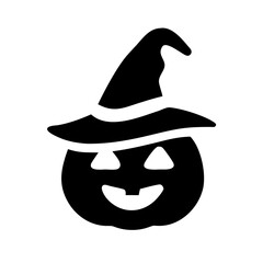 Fototapeta premium Halloween Pumpkin with Witch Hat Icon for Holiday Celebrations, Seasonal Designs, Party Invitations, and Autumn Decor 
