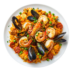 Seafood Paella with Shrimp, Mussels, and Saffron Rice