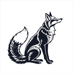 Obraz premium Isolated Silhouette of Sitting Fox with Fluffy Tail