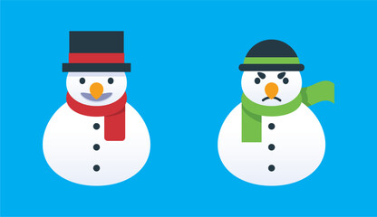 Set of snowmen with hat and gloves