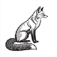 Obraz premium Minimalist black fox outline design on white canvas