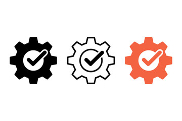 Gear with check mark symbol settings configuration