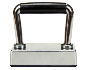 Silver Push-Up Handles with Black Grip for Exercise on a transparent background