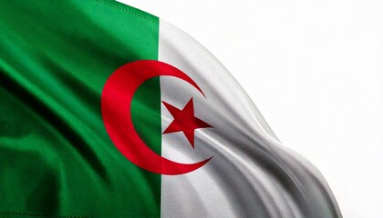 Algeria flag on white background. copy space