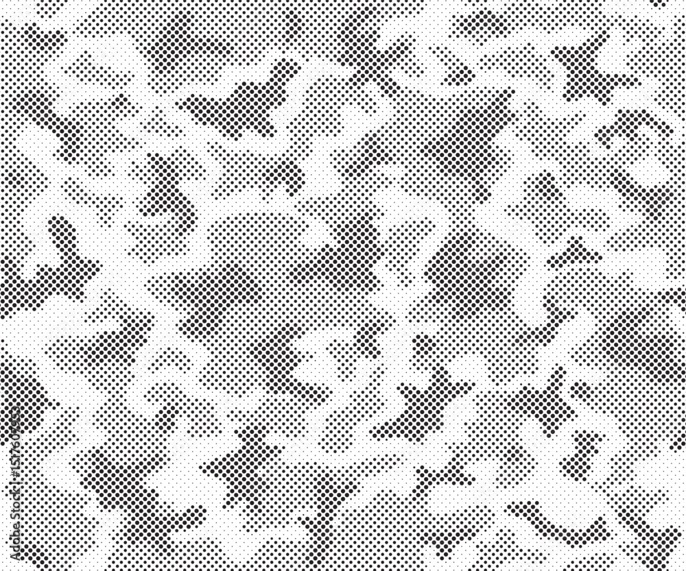 Leinwandbilder Abstract halftone seamless camouflage pattern. Repeating digital dotted hexagonal camo military texture background. Abstract modern fabric textile ornament. Vector illustration.