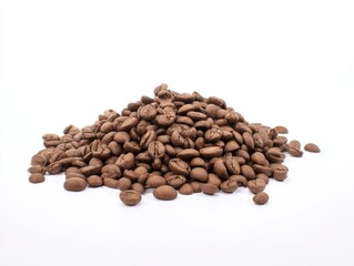 Naklejka premium Pile of roasted coffee beans on white background 