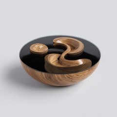 Wooden bowl coffee table, abstract design