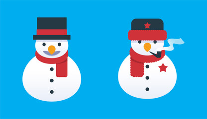Set of snowmen with hat and gloves