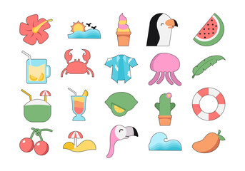 Flat Tropical Illustration Element Set