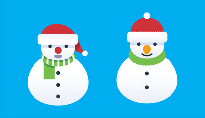 Set of snowmen with hat and gloves