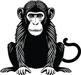 Obraz premium Black Chimpanzee Vector Art