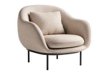 Minimalist Cozy Armchair with Curved Backrest and Cushion
