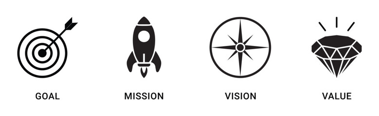 Mission goal vision values icon. Organization mission vision values icon design  , stock vector © Habiba Anika
