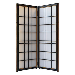 Authentic Shoji Screen handcrafted Japanese doors reflecting serenity and on transparent background
