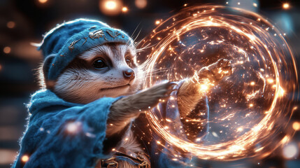 Magical adventures of meerkat in a whimsical enchanted forest