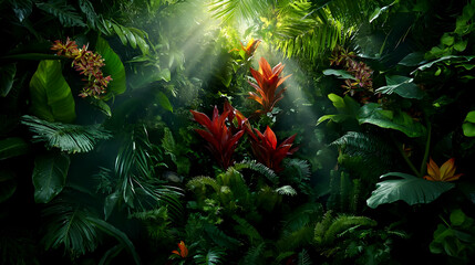 Vibrant Tropical Plants Under Sunlight