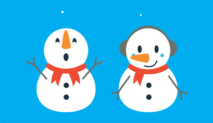 Set of snowmen with hat and gloves