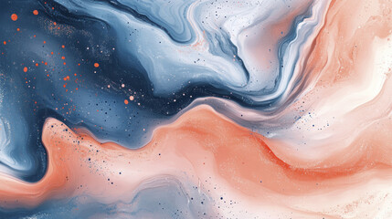 Obraz premium Fluid blue and peach blend creates a dynamic and mesmerizing abstract art background