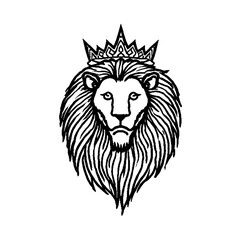 Obraz premium Lion head with crown, imperial king of the jungle, high-definition fantasy realism, luxurious textures, throne room background blurred, noble and intense expression.