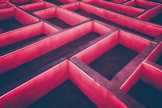 Abstract geometric red grid light pattern