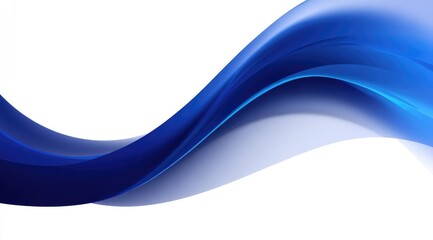 Naklejka premium Abstract image featuring a flowing, dynamic blue wave against a white background. The wave exhibits variations in shade and luminosity, creating depth and movement