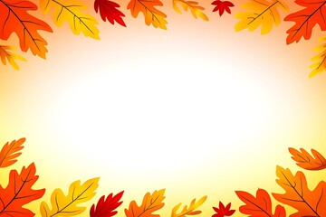 Colorful autumn leaves frame with vibrant seasonal foliage and a bright white background