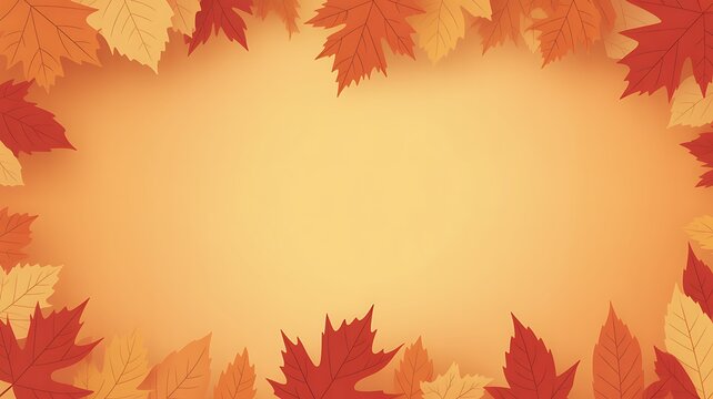 Autumn leaves frame with vibrant colors for seasonal greetings and thanksgiving