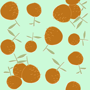 Seamless pattern of stylized pears on a green background
