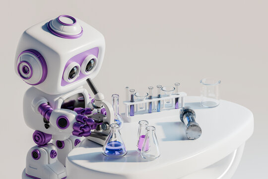 3D robot conducting experiments in a laboratory setting