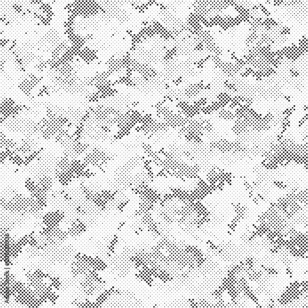 Leinwandbilder Abstract halftone seamless camouflage pattern. Repeating digital dotted hexagonal camo military texture background. Abstract modern fabric textile ornament. Vector illustration.