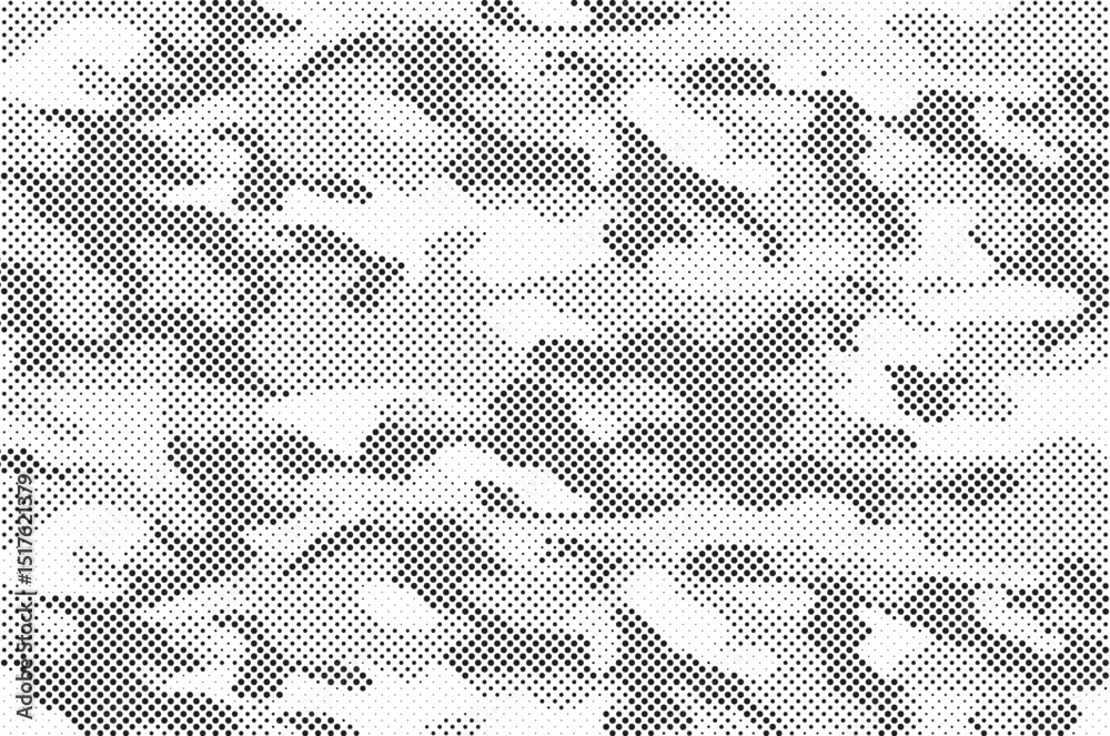 Poster abstract halftone seamless camouflage pattern. repeating digital dotted hexagonal camo military text