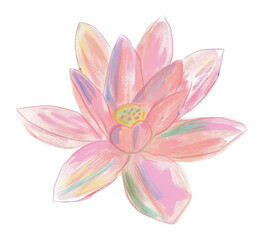 Fototapeta premium PNG Oil pastel Lotus flower illustration lotus style art.