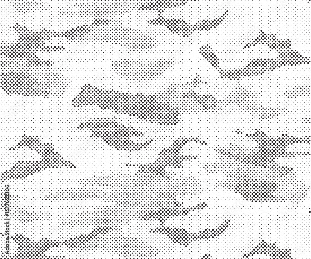Leinwandbilder Abstract halftone seamless camouflage pattern. Repeating digital dotted hexagonal camo military texture background. Abstract modern fabric textile ornament. Vector illustration.