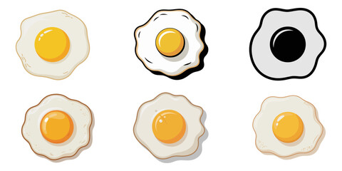 fried eggs vector illustration, Fried Egg Icon White, frying pan with fried eggs, Fried egg vector icon, Sunny side up breakfast food illustration, Downloadable graphic for menus and recipes, fried.
