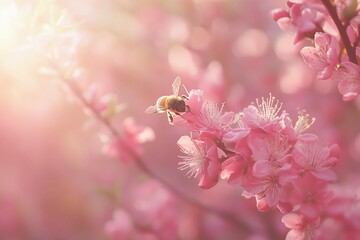 A bee amidst blossoms: Capturing spring's delicate dance of nature's beauty