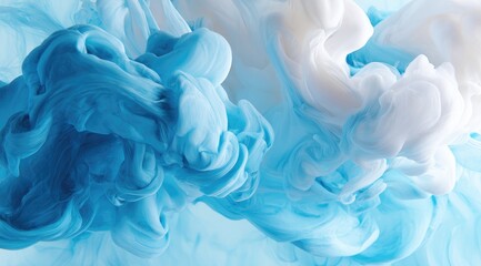 Obraz premium Abstract swirls of light blue and white ink