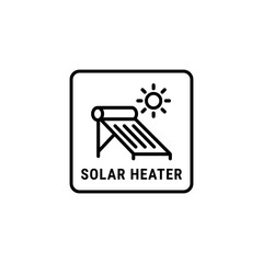 solar heater outline icon or solar heater label vector isolated. Best solar heater outline icon for websites, product packaging, and more about solar heater product.