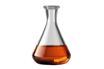 Science Beaker with Orange Fluid Chemistry Lab Glassware Research on transparent background